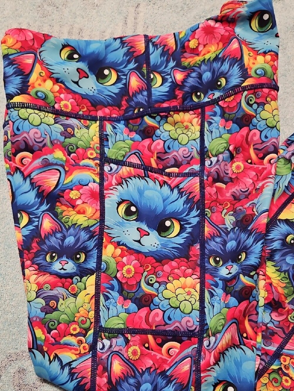 Constantly Varied Gear Bright Blue Cat & Rainbow Floral Leggings - Picture 4 of 5